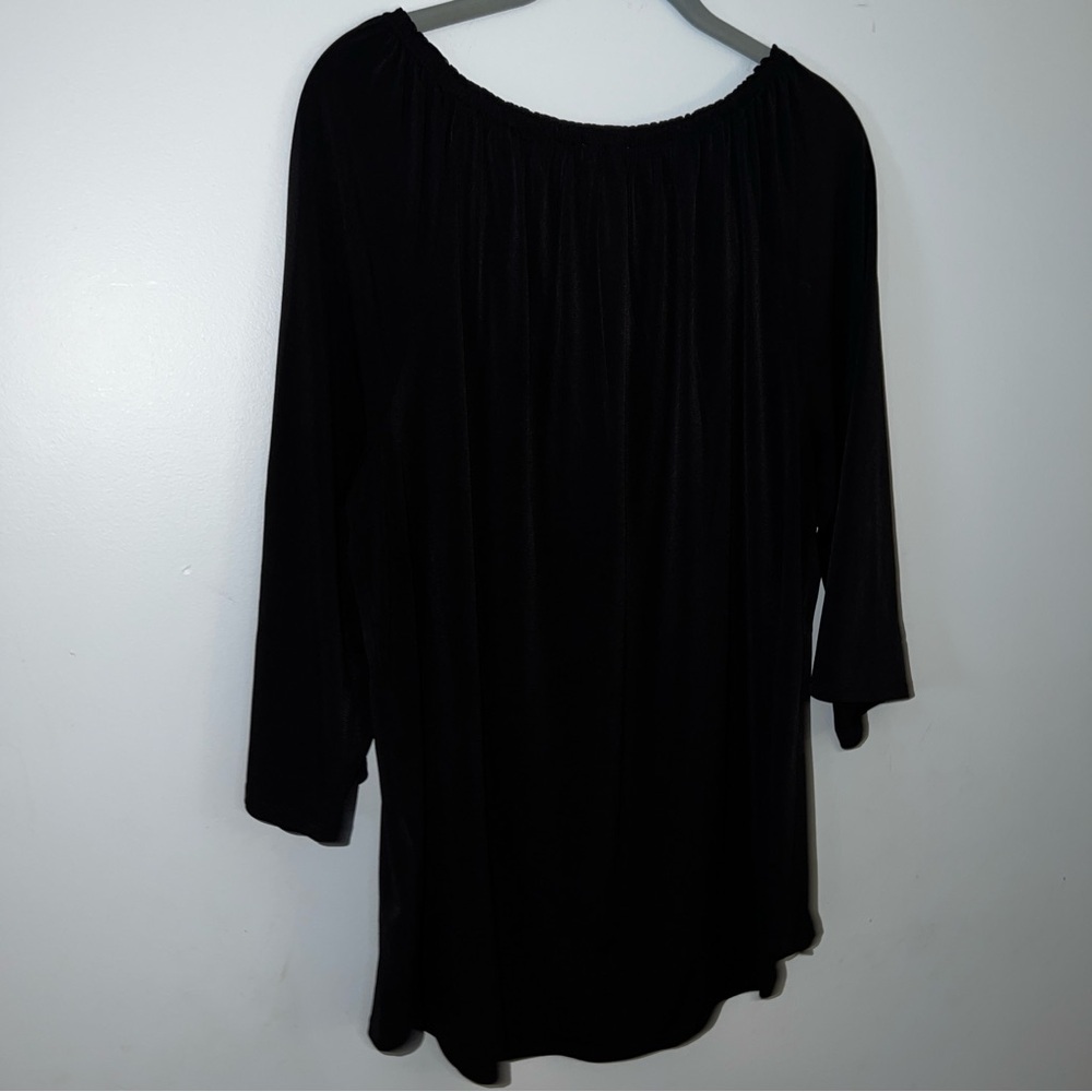 Chico's Black Ruched Relaxed Blouse - Picture 7 of 9